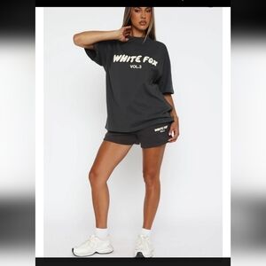 White Fox Black Oversized Tee